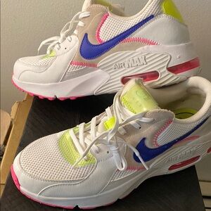 Nike Air Max White with Neon Pink and Blue